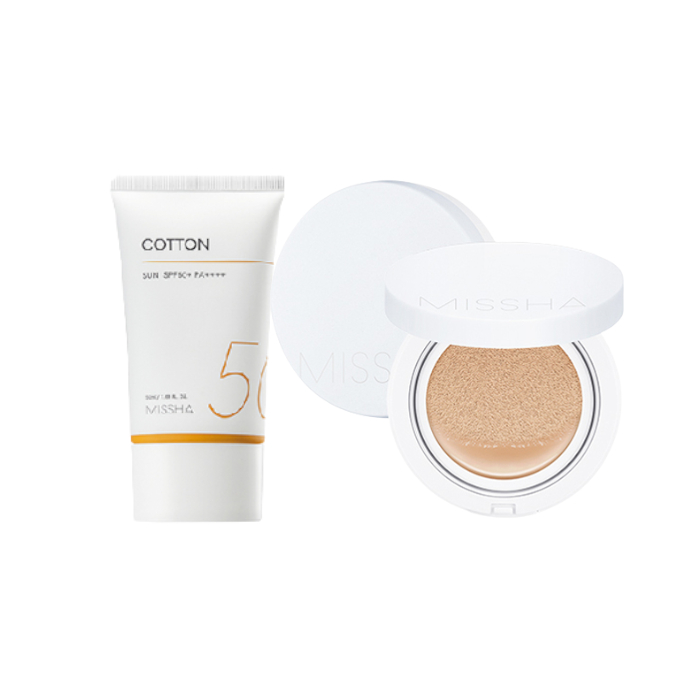 Missha Missha Cotton Sun X Magic Cushion Moist Up Medium Beige Set Missha Missha Cotton Sun X Magic Cushion Moist Up Medium Beige Set