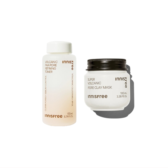innisfree - Volcanic PHA Pore Refining Toner - 170ml (1ea) X Super Volcanic Pore Clay Mask - 100ml (1ea) Set