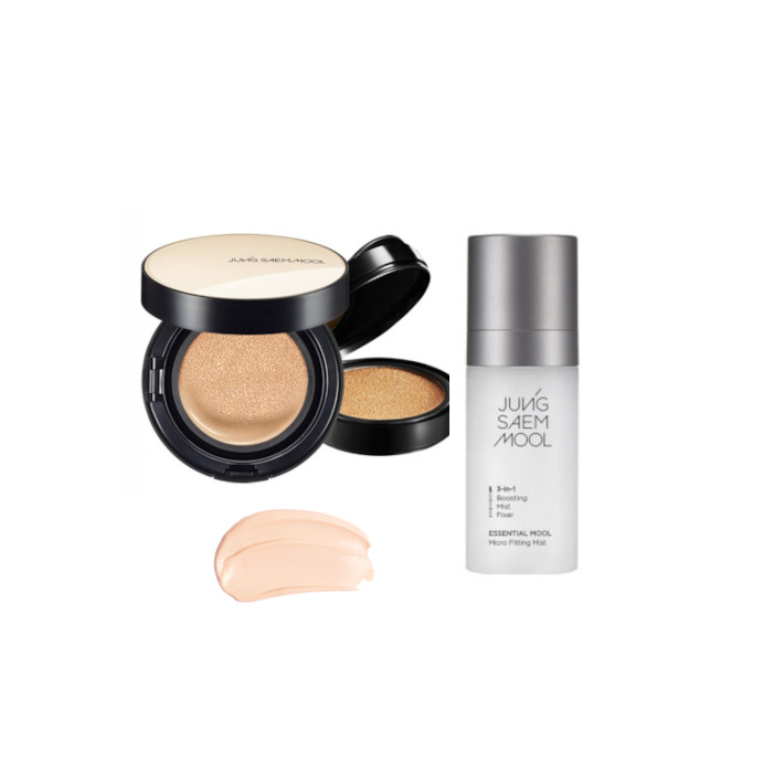 JUNGSAEMMOOL - Essential Skin Nuder Cushion SPF50+ PA+++ (With Refill) - 14g+14g - 17 Fair-Pink (1ea) + Essential Mool Micro Fitting Mist - 55ml (1ea) Set