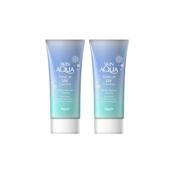 Rohto Mentholatum Skin Aqua Tone Up UV Essence SPF50+ PA++++80gBlue (2ea) Set