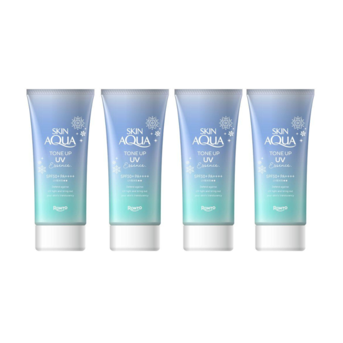 Rohto Mentholatum Skin Aqua Tone Up UV Essence SPF50+ PA++++80gBlue (4ea) Set