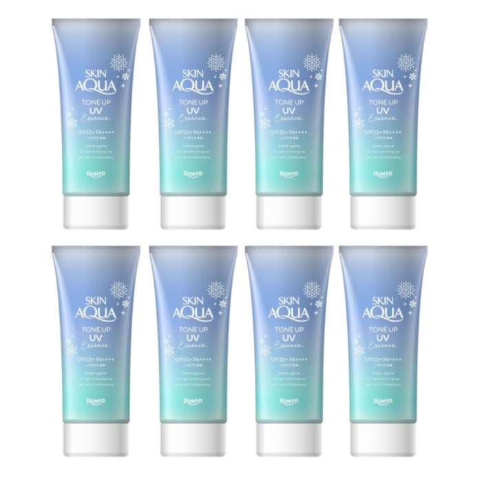 Rohto Mentholatum Skin Aqua Tone Up UV Essence SPF50+ PA++++80gBlue (8ea) Set