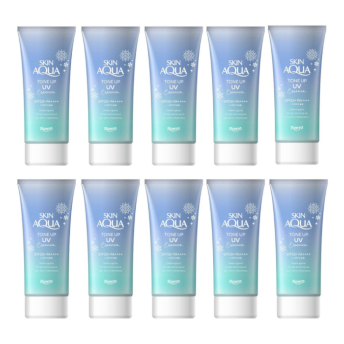 Rohto Mentholatum Skin Aqua Tone Up UV Essence SPF50+ PA++++80gBlue (10ea) Set