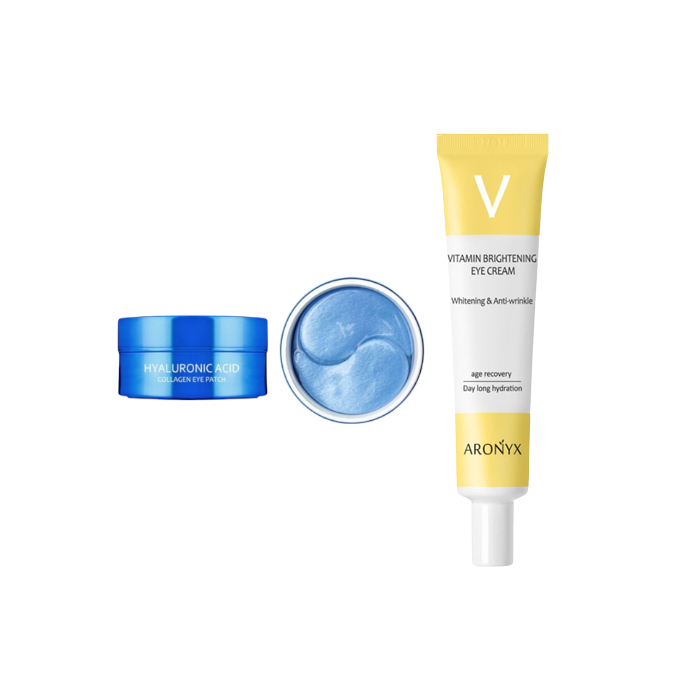 Medi Flower Aronyx Vitamin Eye Cream 40ml + Hyaluronic Acid Collagen Eye Patch 60pc Set