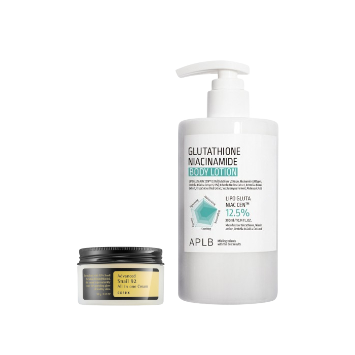 COSRX - Advanced Snail 92 All In One Cream - 100g + APLB - Glutathione Niacinamide Body Lotion - 300ml Set