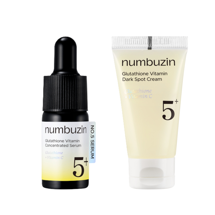 numbuzin - No.5+ Glutathione Vitamin Concentrated Serum - 10ml (1ea) & Dark Spot Cream - 15ml (1ea) Set