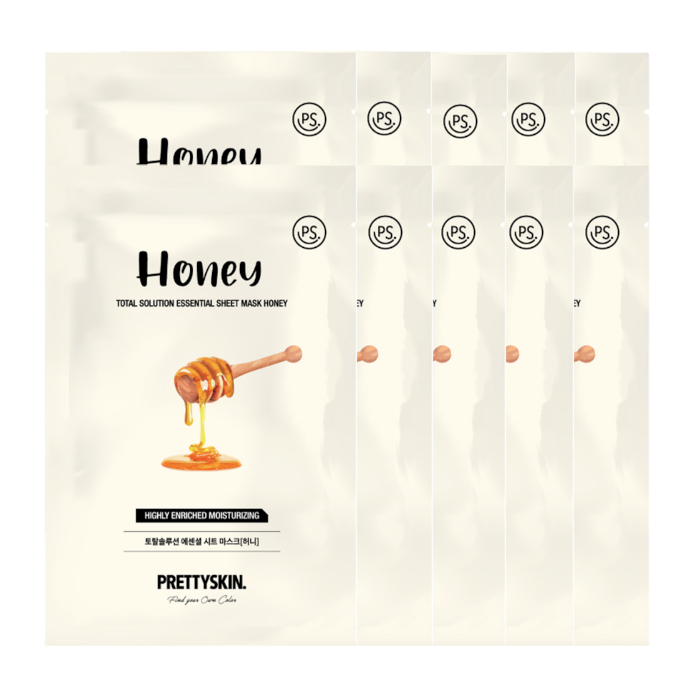 PRETTYSKIN - Total Solution Essential Sheet Mask - 1pc - Honey (10ea) Set